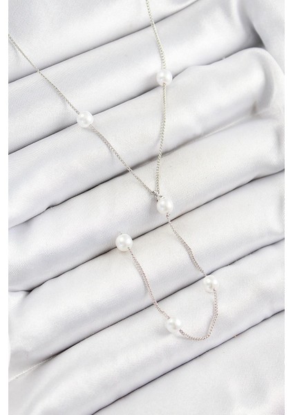 316L Çelik Inci Figürlü Y Model Gümüş Renk Kadın Kolye - PRT3500EB06986