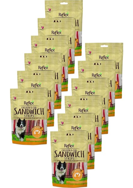 Tavuklu ve Morina Balıklı Sandviç Çubuk Köpek Ödül Maması 80GR Onikili Paket