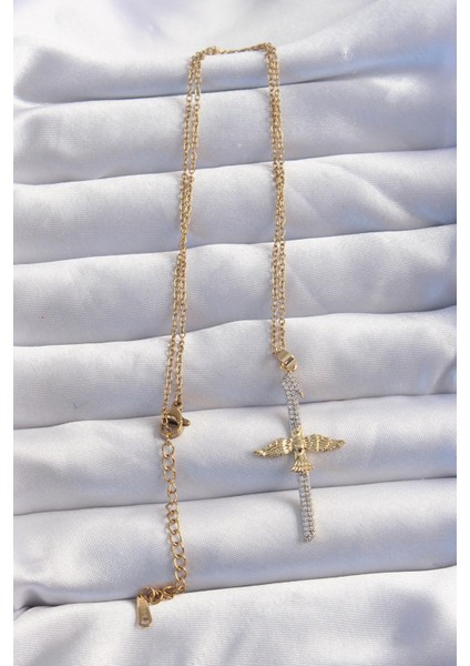 316L Çelik Zincir Gold Renkli Zirkon Taşlı Anka Kuşu Kolye - PRT3500EB02063 fiyatları