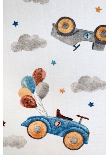 Müslin Örtü Ikili 90X90 Minicik Uçan Arabalar - Minicik Koala Sevgisi