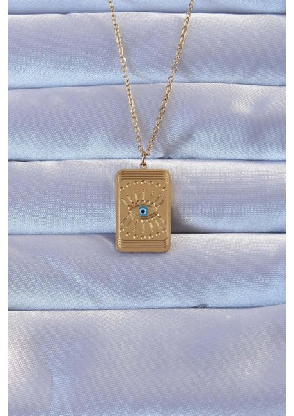 316L Altın Renk Işlemeli Nazarlı Göz Model Vintage Kolye - PRT3500EB02416