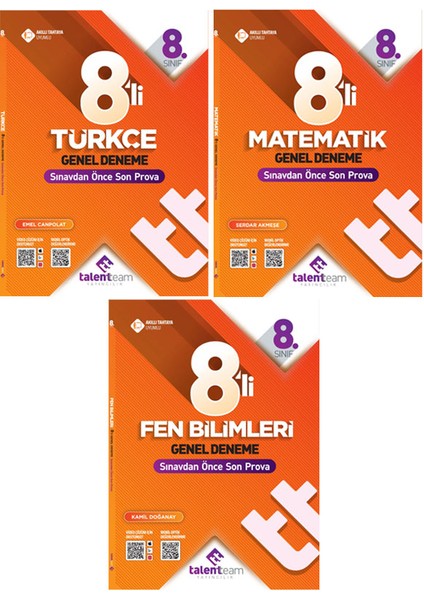 8. Sınıf 8'li Genel Deneme Türkçe Matematik Fen Bilimleri Seti