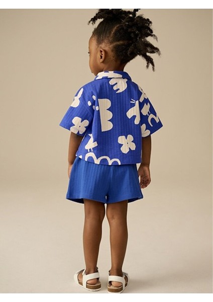 %100 Pamuklu Mavi Aniaml Desenli Kısa Kollu Müslin Alt Üst Takım modelleri