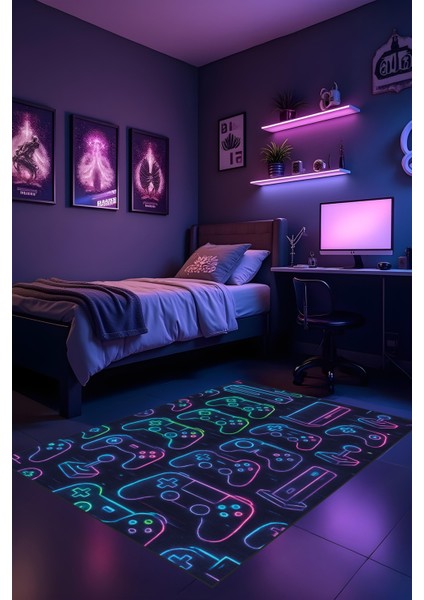 Dijital Baskı Oyun Odası Gamer Halısı Makinede Yıkanabilir Anti Bakteriyel Leke Tutmaz Kaymaz Taban fiyatları