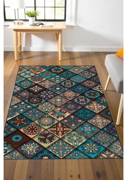 Makinede Yıkanabilir Renkli Patchwork Desen Kaymaz Taban Leke Tutmaz Salon Halısı ve Yolluk fiyatları
