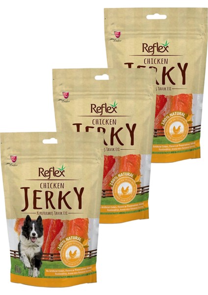 Jerky Kurutulmuş Tavuk Eti Köpek Ödül Maması 80GR Üçlü Paket