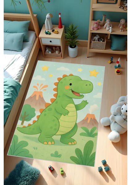 Dijital Baskı Çocuk Odası Halısı Makinede Yıkanabilir Anti Bakteriyel Leke Tutmaz Kaymaz Taban.
