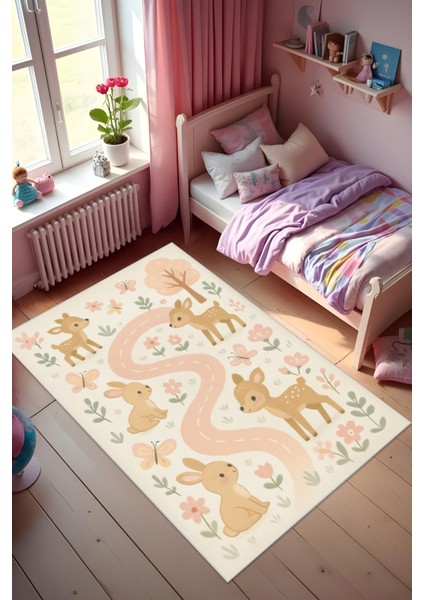Dijital Baskı Çocuk Odası Halısı Makinede Yıkanabilir Anti Bakteriyel Leke Tutmaz Kaymaz Taban.