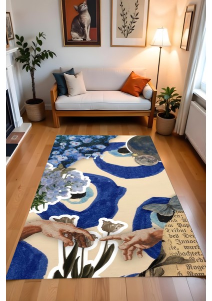 Dijital Baskı Modern Tarz Kaymaz Taban Leke Tutmaz Makinada Yıkanabilir Salon Halısı Genç Oda Halısı