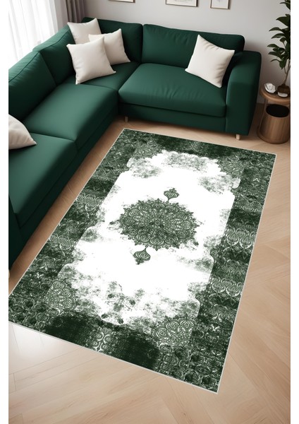 Dijital Baskı Klasik Desenli Çerçeveli Dekoratif Makinada Yıkanabilir Salon ve Yolluk Halısı