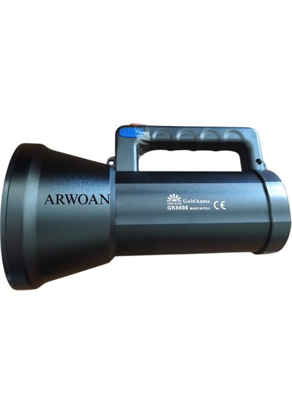 GK6698 Uzun Menzilli LED Projektör Fener 3000 Metre Aydınlatma Mesafesi Şarjlı El Feneri Kamp & Arama Kurtarma