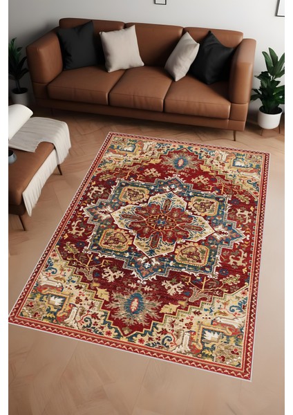 Dijital Baskı Klasik Desenli Çerçeveli Dekoratif Makinada Yıkanabilir Salon ve Yolluk Halısı