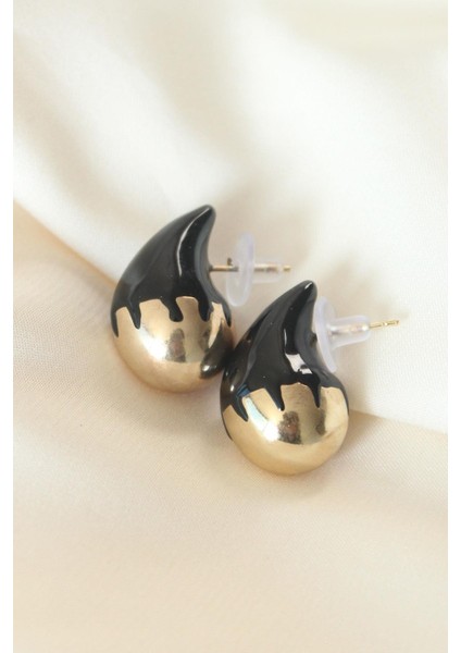 Minimal Siyah Mineli Çift Renk Damla Küpe - PRT3500EB01226 fiyatları