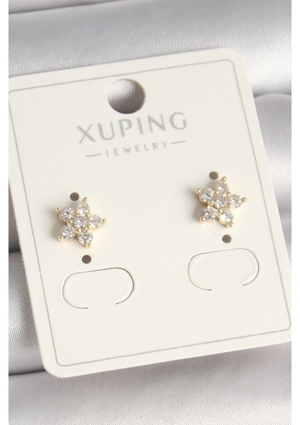 Pirinç Gold Renk Zirkon Taşlı Çiçek Model Xuping Kadın Küpe - PRT3500EB04329