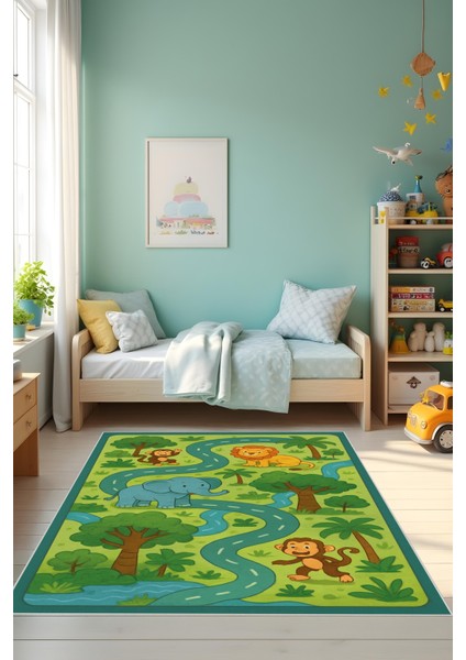 Dijital Baskı Çocuk Odası Halısı Makinede Yıkanabilir Anti Bakteriyel Leke Tutmaz Kaymaz Taban. fiyatları