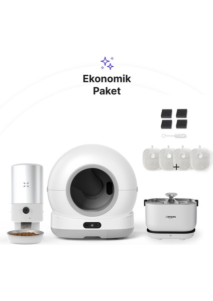 Akıllı Otomatik Kameralı Kedi Tuvaleti Paslanmaz Çelik Kaseli 5lt Mama Kabı Akıllı Bataryalı Su Pınarı ve Filtre 4'lü Pet Seti fiyatları