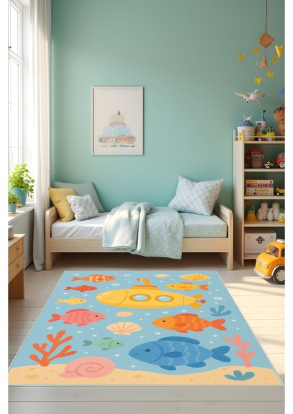 Dijital Baskı Çocuk Odası Halısı Makinede Yıkanabilir Anti Bakteriyel Leke Tutmaz Kaymaz Taban. fiyatları