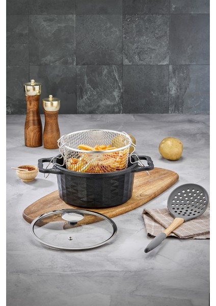 Crystal Granit Kızartma Tenceresi fritöz 20 cm black