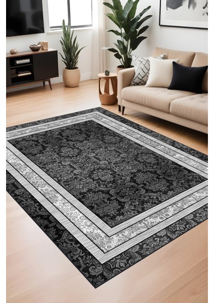 Dijital Baskı Klasik Desenli Çift Çerçeveli Dekoratif Makinada Yıkanabilir Salon ve Yolluk Halısı