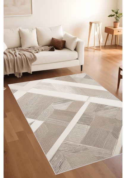 Bohem Bej Halı - Dijital Yıkanabilir Kaymaz Taban Leke Tutmaz Salon Halısı Mutfak Halısı ve Yolluk