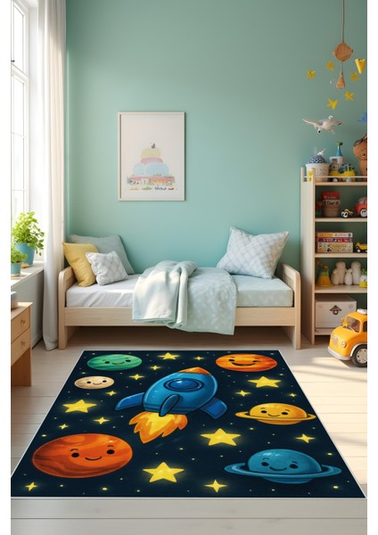 Dijital Baskı Çocuk Odası Halısı Makinede Yıkanabilir Anti Bakteriyel Leke Tutmaz Kaymaz Taban. fiyatları