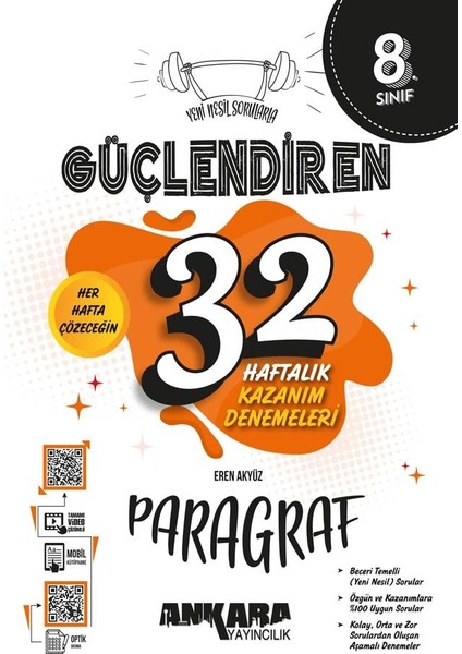 8.Sınıf Güçlendiren 32 Haftalık Paragraf Kazanım Denemeleri