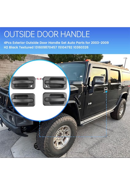 4pcs Dış Dış Dış Kapı 2003-2009 Için Otomatik Parçalar Hummer H2 Siyah Dokulu 131609870457 15104792 10360326 (Yurt Dışından) fırsatları