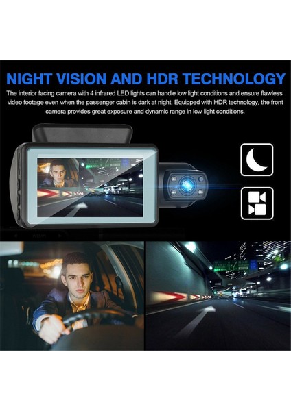 Çift Dash Cam Ön ve Içinde 1440P+1080P Araç Kara Kutu Dash Kamera 3 Inç IPS Kamera Kayıt Noktası Gece Görüşü (Yurt Dışından) modelleri