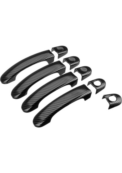 9 Adet Set Abs Krom Kapı Kolu Kapaklar Taşıyıcı T5 T6 Caddy Van 2003-2015 Karbon Fiber Stili (Yurt Dışından)
