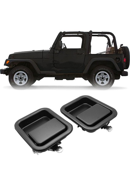 Metal Ön Dış Kapı Kolu Set Tam Kapı Tipi 55176382AE 55176383AE 1987-2006 Jeep Wrangler Tj L Yj (Yurt Dışından) modelleri