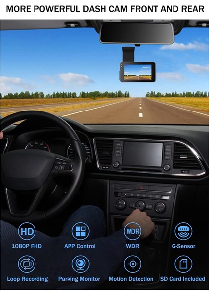 1080P Hd Araba Çizgi Kamera, 3 Inç IPS Ekranlı Ön ve Arka Wifi Çizgi Kamera, Gece Görüşü, Park Monitörü, Döngü Kaydı (Yurt Dışından) fiyatları