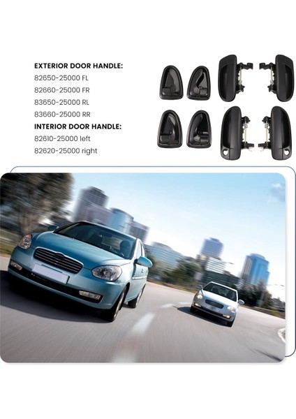 8pcs Hyundai Accent 1.5l 1.6l 2000-2006 Siyah Için Kapı Kolunun Içindeki Kapı Kolunun Sağ Tarafı Sol Ön Kapı Kolu (Yurt Dışından) fiyatları