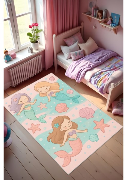Dijital Baskı Çocuk Odası Halısı Makinede Yıkanabilir Anti Bakteriyel Leke Tutmaz Kaymaz Taban.