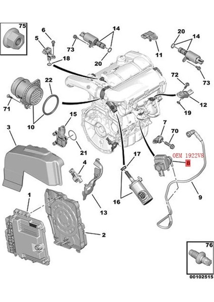 1922V8 V759957380 Peugeot 3008 508 408 Citroen C4L C5 Ds5 Turboşarj Solenoid Valfı (Yurt Dışından)