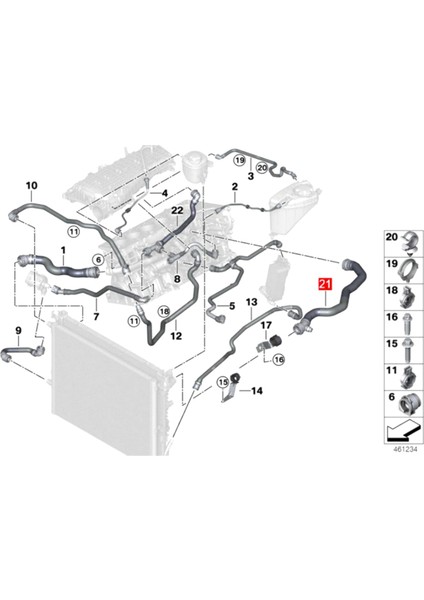 Motor Soğutma Suyu Soğutucu Hortumu 17128602871 5 6 7 Serisi G38 640I Için (Yurt Dışından) modelleri