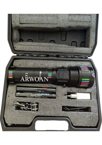 Şarjlı LED El Feneri Seti Zoomlu, Güçlü, Taşınabilir, USB Şarjlı, 5 Modlu Profesyonel El Feneri