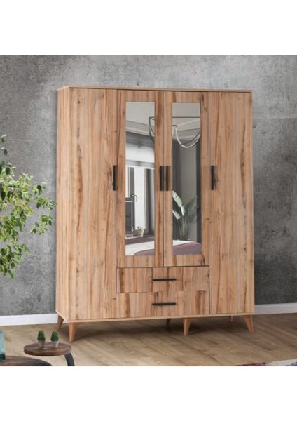 Bera Atlantik Çam 4 Kapılı Yakut Dolap