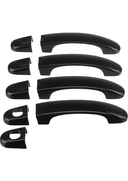 9 Adet Set Abs Chrome Kapı Kolu Kapaklar Taşıyıcı T5 T6 Caddy Van 2003-2015 Parlak Siyah (Yurt Dışından)