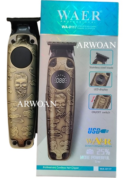 Profesyonel Kablosuz Traş Makinesi LED Ekran, Paslanmaz Çelik Bıçak ve Güçlü Motor Teknolojisi ile Şık Tasarım