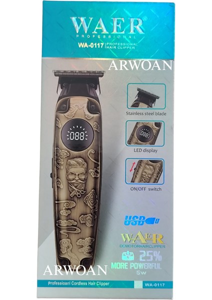 Profesyonel Kablosuz Traş Makinesi LED Ekran, Paslanmaz Çelik Bıçak ve Güçlü Motor Teknolojisi ile Şık Tasarım indirimleri