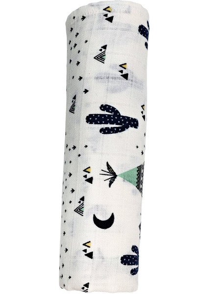 Minicik Kaktüs Bahçesi Müslin Örtü Tekli 115X115