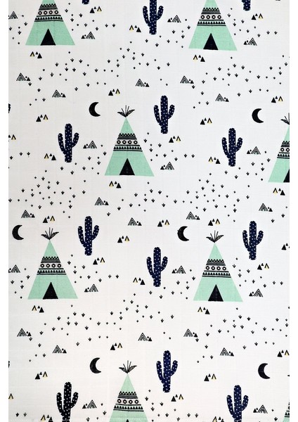 Minicik Kaktüs Bahçesi Müslin Örtü Tekli 115X115