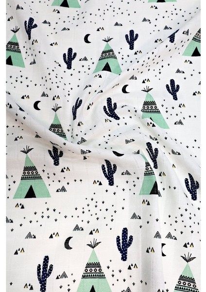 Minicik Kaktüs Bahçesi Müslin Örtü Tekli 115X115