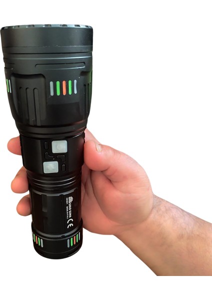 Şarjlı LED El Feneri Seti Güçlü ve Uzun Menzilli Profesyonel El Feneri + 4 Yedek Pil