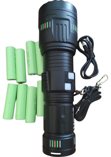 Şarjlı LED El Feneri Seti Güçlü ve Uzun Menzilli Profesyonel El Feneri + 4 Yedek Pil fiyatları