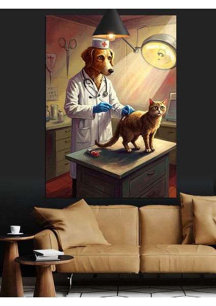 Veteriner Muayene Masası Dekoratif Kanvas - Mdf Ahşap Tablo modelleri