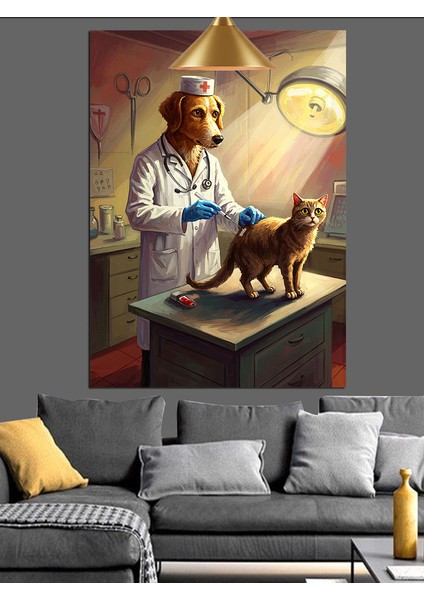Veteriner Muayene Masası Dekoratif Kanvas - Mdf Ahşap Tablo fırsatları