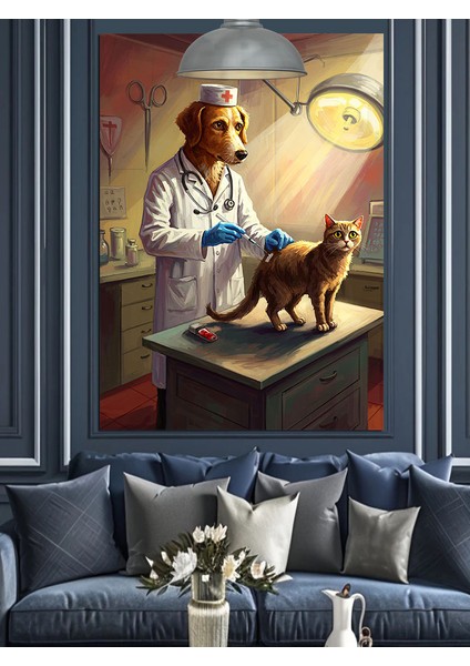 Veteriner Muayene Masası Dekoratif Kanvas - Mdf Ahşap Tablo indirimleri