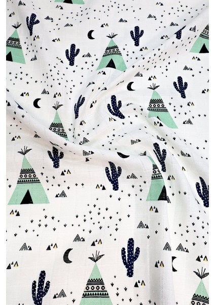 Müslin Örtü Tekli 100X100 Minicik Kaktüs Bahçesi