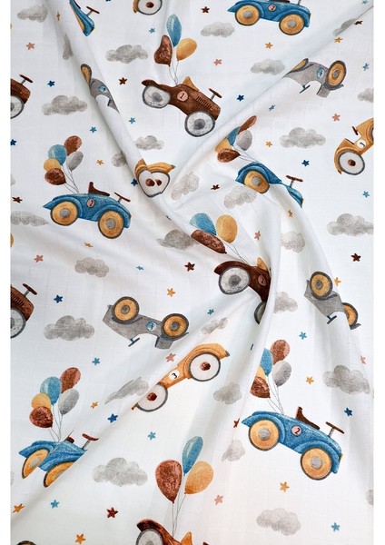 Minicik Uçan Arabalar Müslin Örtü Tekli 115X115